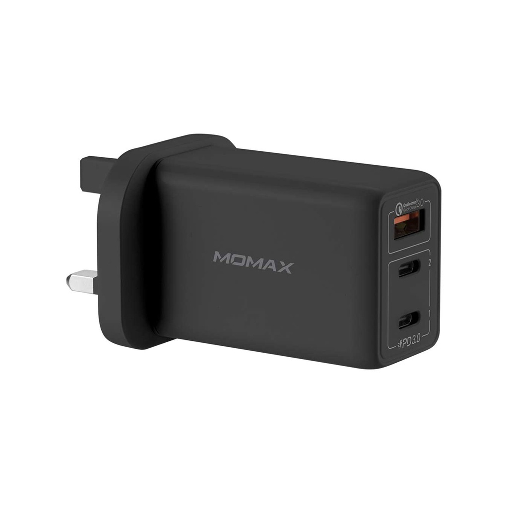 Momax One Plug 65W 3-Port GaN Charger (Black)