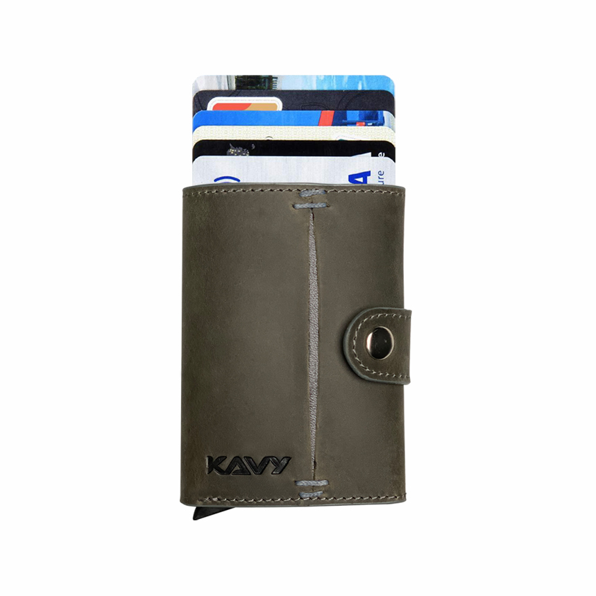 [OTCRDC-105-15] KAVY Credit Card Holder Leather Slim Wallet (Green)