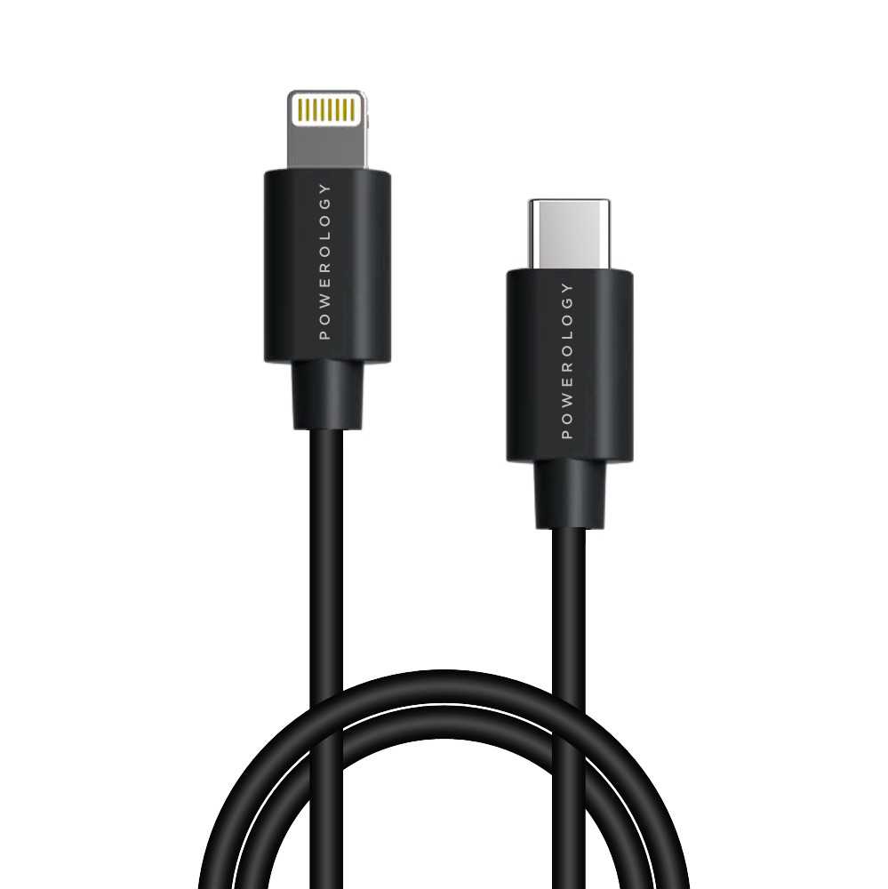 Powerology Data and Fast Charge USB-C to Lightning Cable 3M (Black)