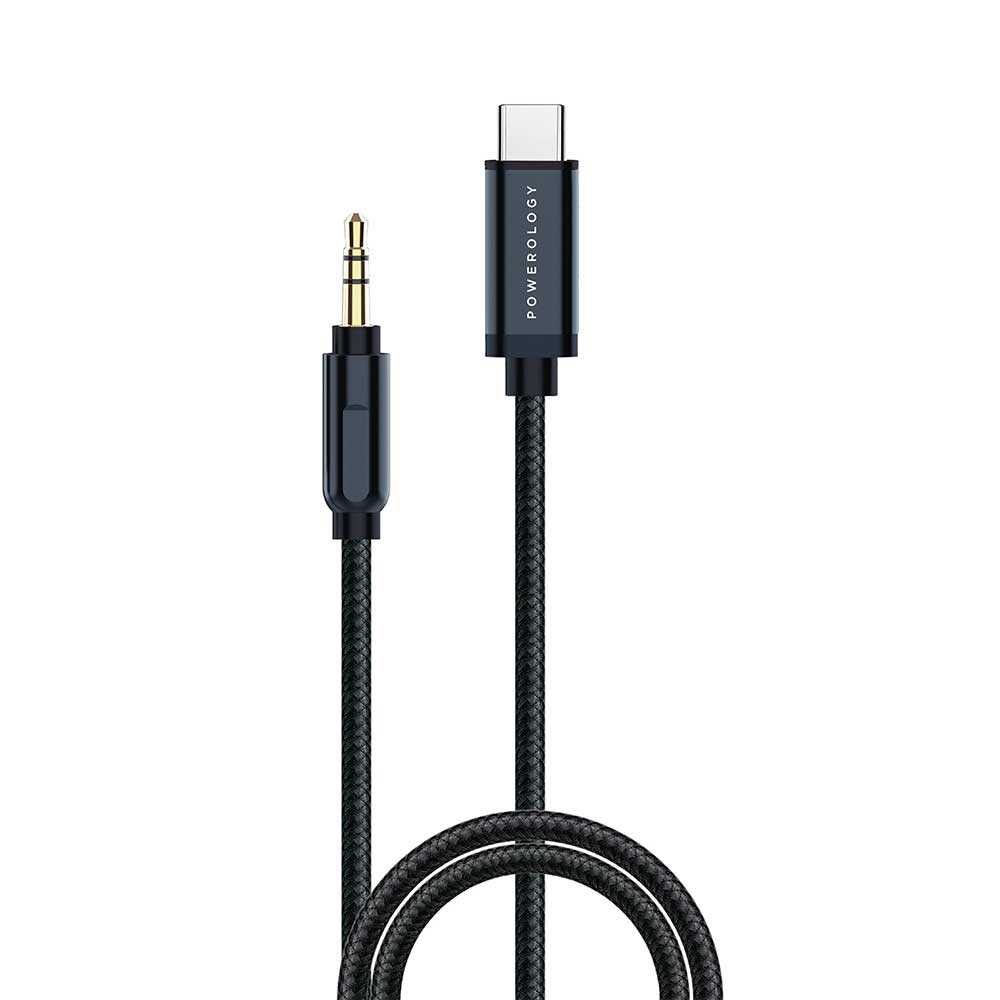 Powerology Aluminum Braided Audio Cable USB-C to 3.5mm AUX 1.2M (Gray)