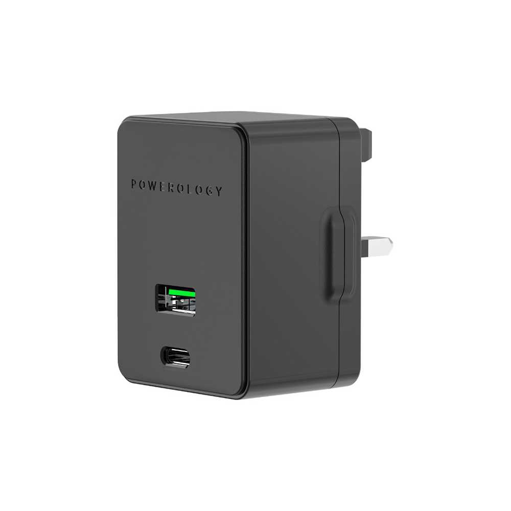 [P36PDQCUKBK] Powerology Ultra-Quick PD Charger Dual Ports 36W (Black)