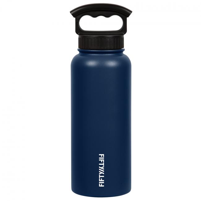 [V34001NB0] Fifty Fifty Vacuum Insulated Bottle 3 Finger Lid 1L (Navy)