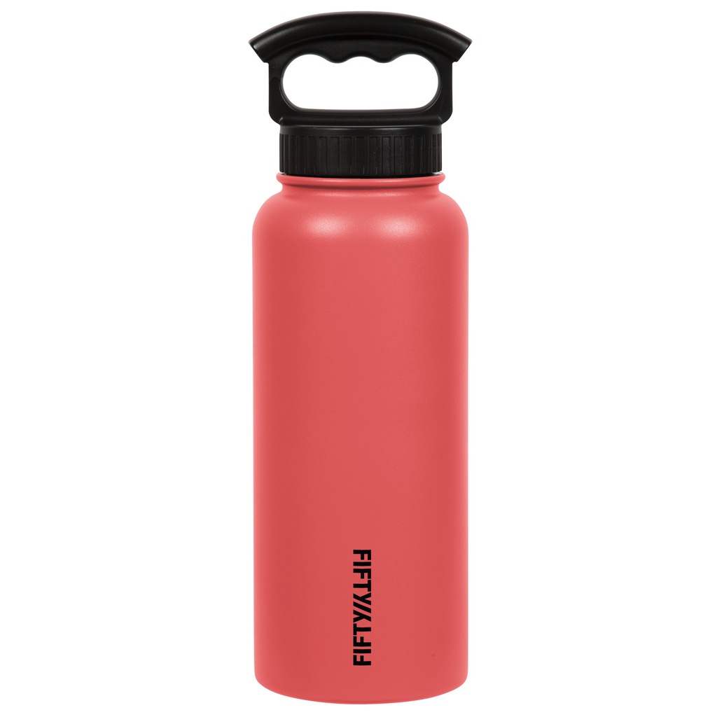 Fifty Fifty Vacuum Insulated Bottle 3 Finger Lid 1L (Coral)