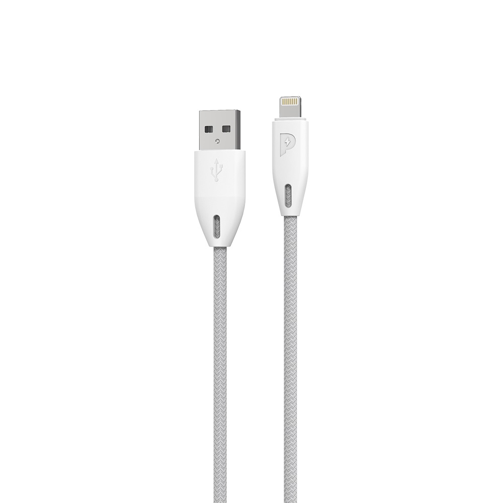 Powerology Braided USB-A to Lightning Cable 1.2M (White)