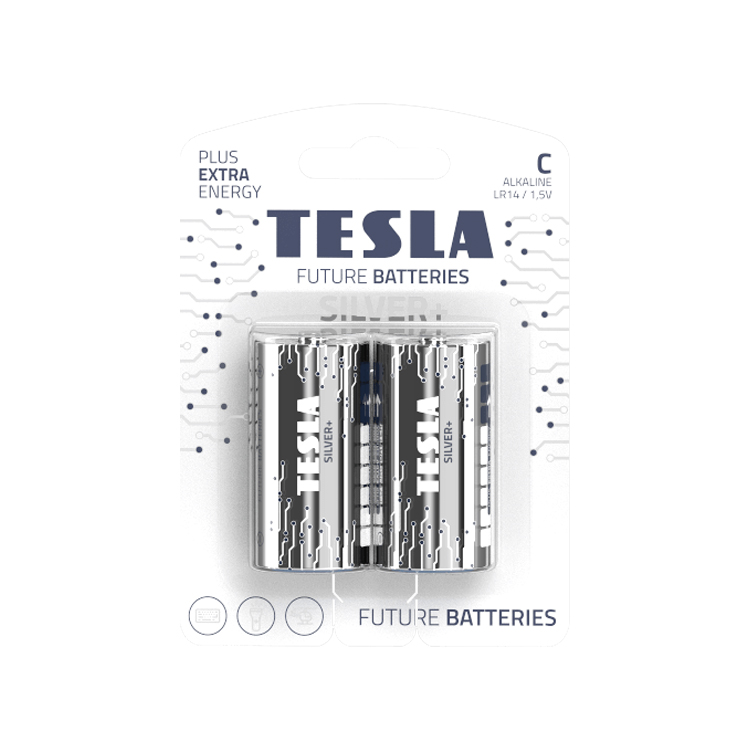 TESLA SILVER+ ALKaline Batteries 1,5V C 2Pcs 