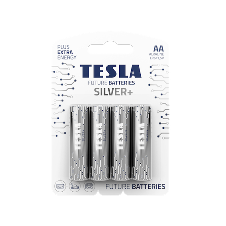 TESLA SILVER+ ALKaline Batteries 1,5V AA 4Pcs 