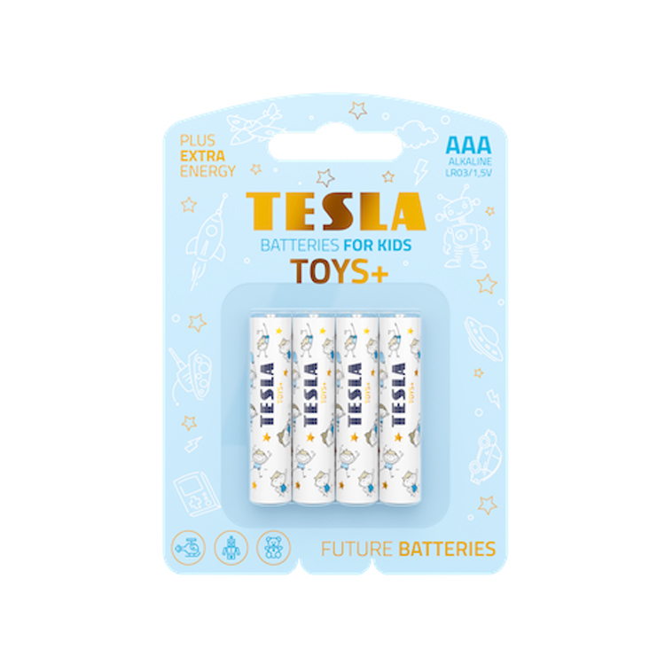 TESLA TOYS+ ALKaline Batteries 1,5V AAA 4Pcs (Blue)