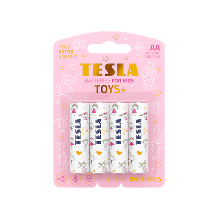 TESLA TOYS+ ALKaline Batteries 1,5V AA 4Pcs (Pink)