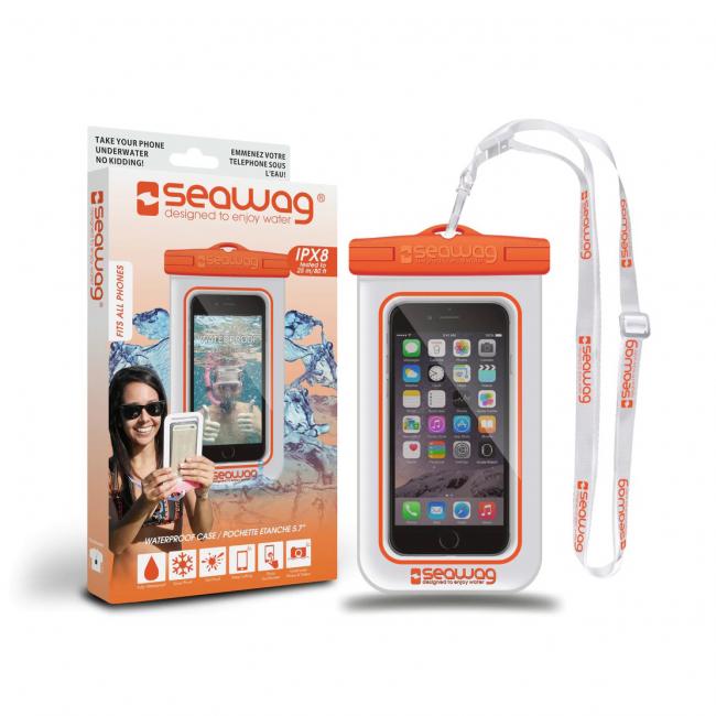 سي واغ كفر مضاد للماء واسع التوافق للهواتف الذكية (أبيض/برتقالي)