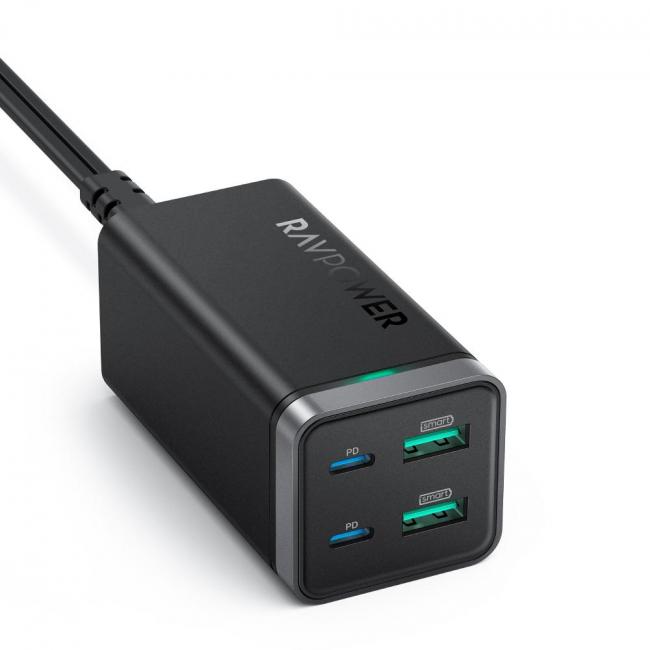 RAVPower PD Pioneer 65W 4-Port Wall Charger (Black)