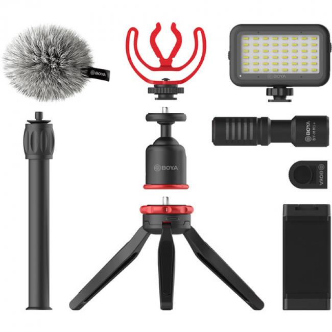 BOYA Smartphone Vlogger Kit Plus with Mic, LED light and Accessories