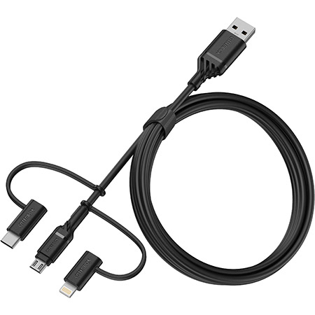 OtterBox 3-in-1 USB-A-Micro/Lightning/USB-C Cable (Black)