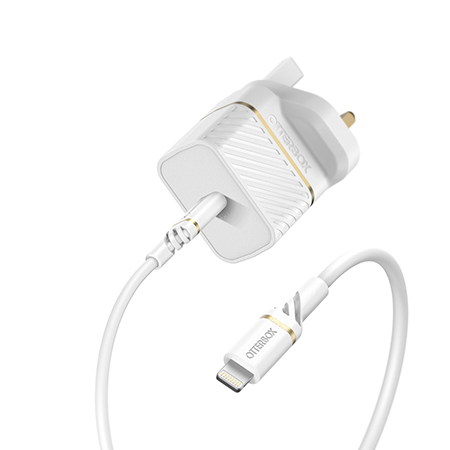 OtterBox UK Wall Charger 20W - 1X USB-C 20W USB-PD + USB C-Lightning Cable 1m (White)