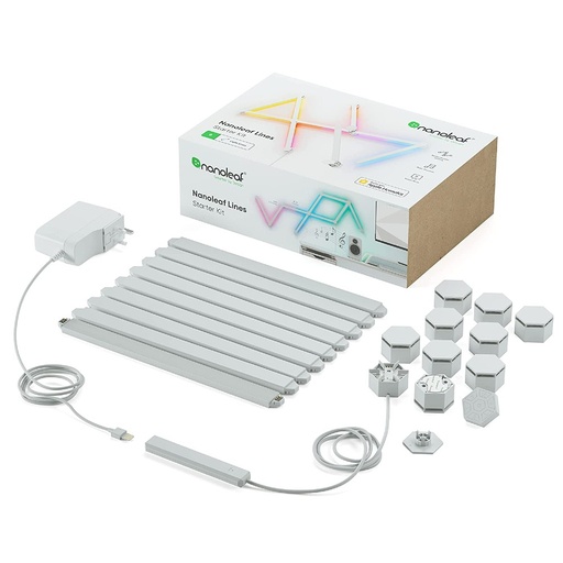 [NL59-K-0002LW-9PK-UK] Nanoleaf Lines Starter Kit 9-Pack (White) UK
