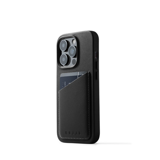 [MUJJO-CL-028-BK] Mujjo Full Leather Wallet Case for iPhone 14 Pro (Black)