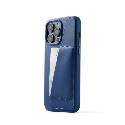 [MUJJO-CL-030-BL] Mujjo Full Leather Wallet Case for iPhone 14 Pro Max (Monaco Blue)