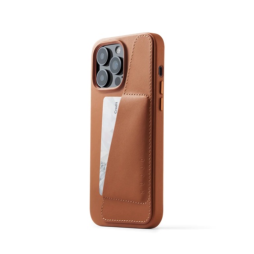 [MUJJO-CL-030-TN] Mujjo Full Leather Wallet Case for iPhone 14 Pro Max (Tan)