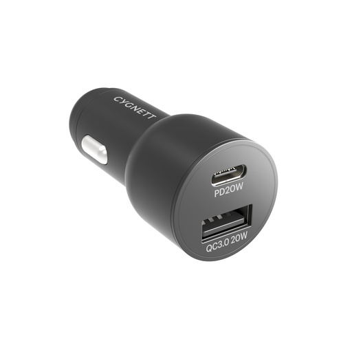 [CY3637CYCCH] Cygnett CarPower 20W USB-C/20W USB-A Car Charger