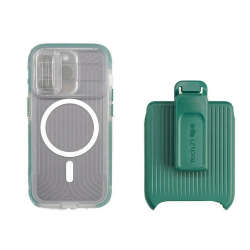 [T21-9711] Tech21 EvoMax iPhone 14 Pro-Magsafe w/ Holster (Frosted Green)