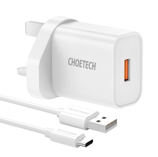 [Q5003-UK] Choetech 18W USB-A Charge + AC Cable (Black)