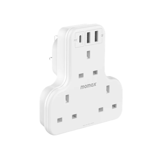 [US6UKW] Momax ONEPLUG PD20W 2A1C 3 outlet T strip (White)