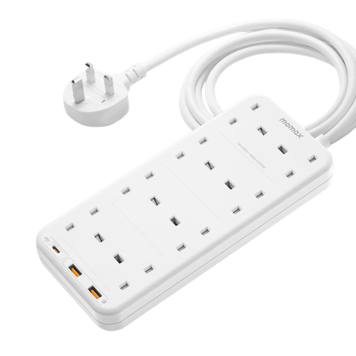 [US5UKW] Momax ONEPLUG PD20W 2A1C 8 outlet strip (White)