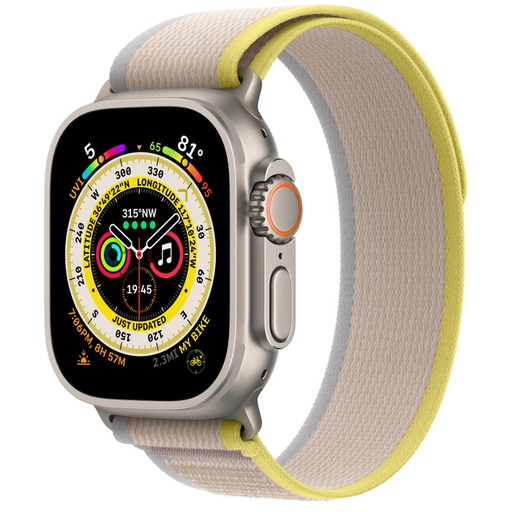 [MQFE3] Apple Watch Ultra GPS and Cellular, 49mm Titanium Case with Yellow/Beige Trail Loop (M/L)