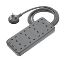 Momax OnePlug 8-Outlet USB Power Strip  (Grey)