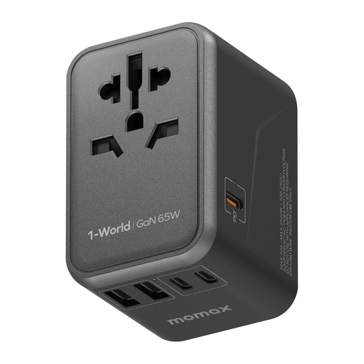 [UA8D] Momax 1-World 65W GaN AC Travel Adaptor (Dark Grey)