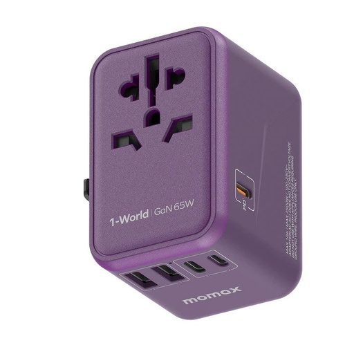 [UA8U] Momax 1-World 65W GaN AC Travel Adaptor (Purple)