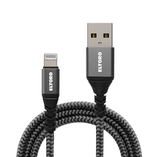 [ETKVAL15-BLACK-GRAY] Eltoro Kevlar Black Nylon Cable USB-A TO Lightning 1.5m (Gray)