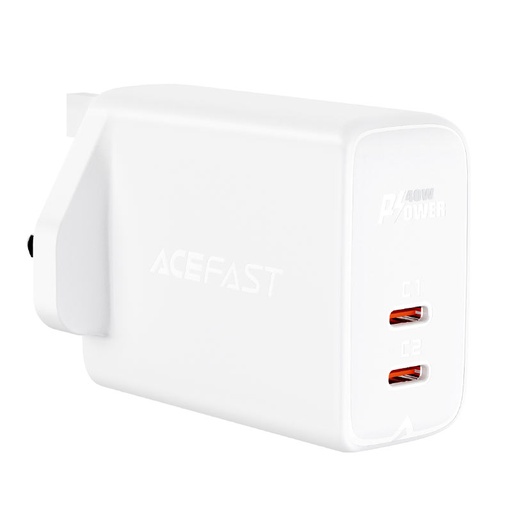 [A12W] Acefast PD40W 2xUSB-C Wall Charger (White)