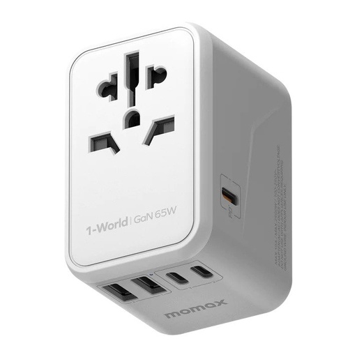 [UA8W] Momax 1-World 65W GaN AC Travel Adaptor (White)