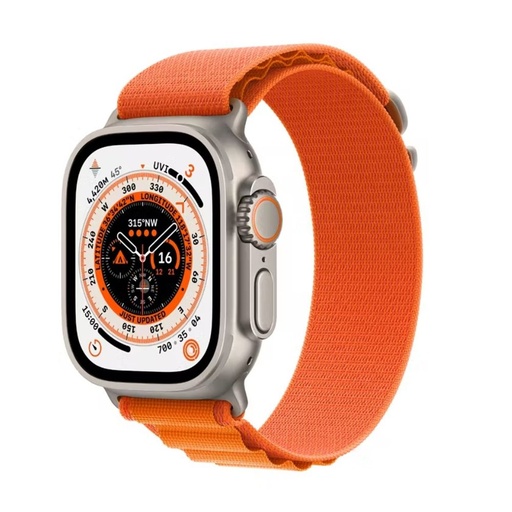 [MQFJ3] Apple Watch Ultra GPS+Cellular, 49mm Titanium Case with Orange Alpine Loop (Medium)