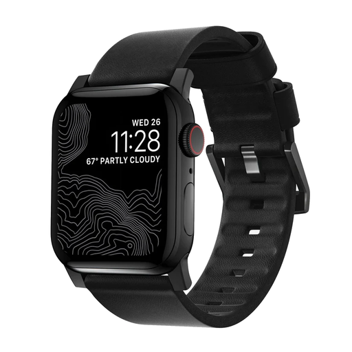 [NM1A41BNW0] Nomad Active Leather Strap Apple Watch 45mm (Black/Black)