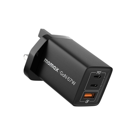 [UM30UKD] Momax ONEPLUG 67W 3-Port GaN Charger (Black)
