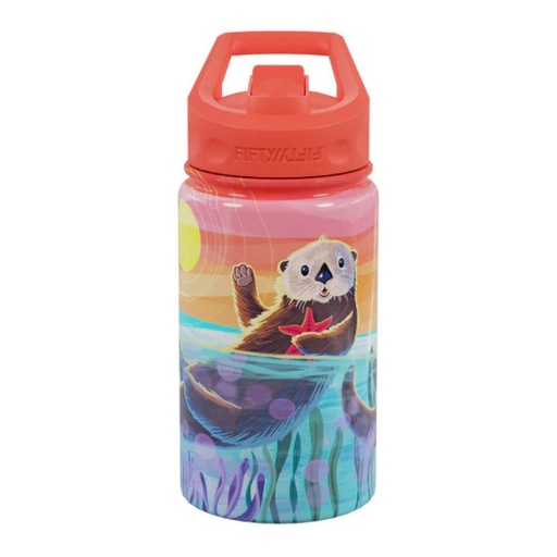 [K12000018] Fifty Fifty Kids Bottle with Straw Lid 350ML (Sea Otter)