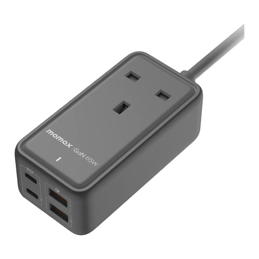 [US15UKE] Momax ONEPLUG 65W GaN Extension Cord with USB (Space Grey)