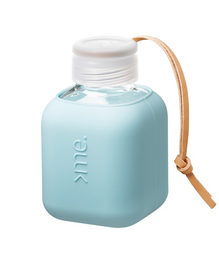 [SQME-Y2-SURF BLUE] Squireme Y2 Glass Bottle with Silicone Sleeve 370 ml (Surf Blue)