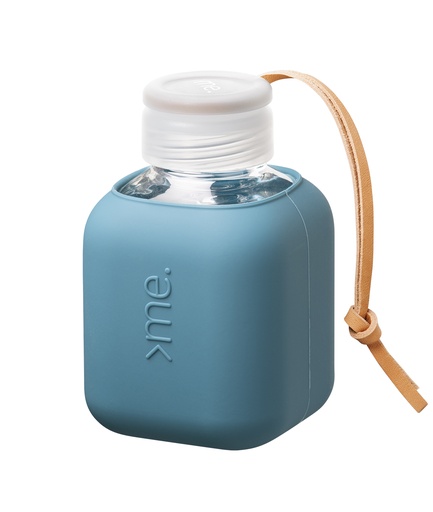 [SQME-Y2-TEAL BLUE] Squireme Y2 Glass Bottle with Silicone Sleeve 370 ml (Teal Blue)
