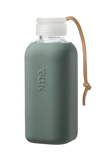 [SQME-Y1-PINE GREEN] Squireme Y1 Glass Bottle with Silicone Sleeve 600ml (Pine Green)