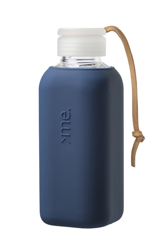 [SQME-Y1-NAVY] Squireme Y1 Glass Bottle with Silicone Sleeve 600ml (Navy)