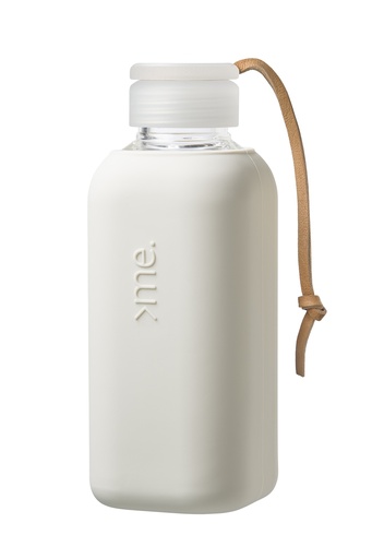 [SQME-Y1-WHITE DOVE] Squireme Y1 Glass Bottle with Silicone Sleeve 600ml (White Dove)