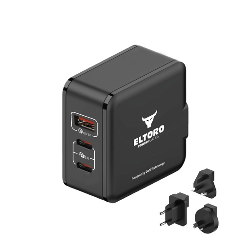 [ELT-HC65PD3V2Q] Eltoro Power Plug 65W GaN Tech with Travel Plug (Black)