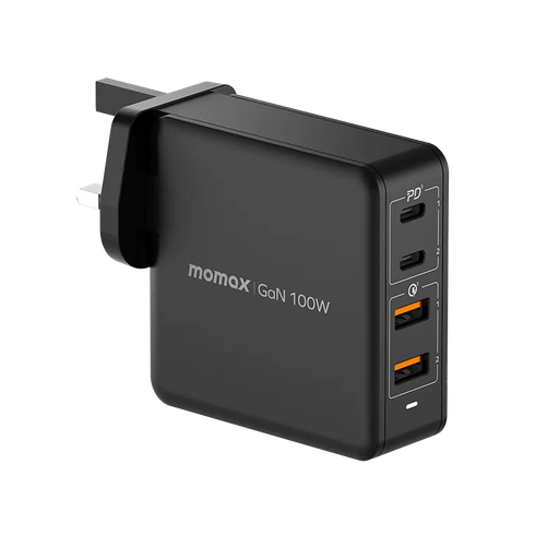 [UM23AUKD] Momax ONE PLUG 100W 4-Port GaN Charger (AU/EU/UK) (Black)