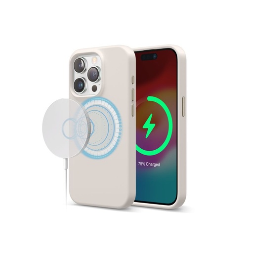 [ES15MSSC61PRO-ST] Elago Silicone Magsafe Case iPhone 15 Pro (Stone)