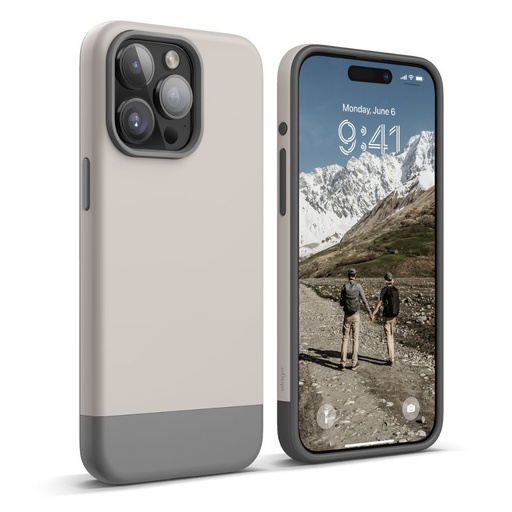 [ES15MSGL67PRO-STMGY] Elago Glide Case iPhone 15 Pro Max (Stone/Dark Grey)