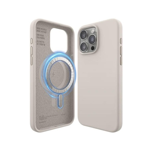 [ES15MSSC67PRO-ST] Elago Silicone Magsafe Case iPhone 15 Pro Max (Stone)