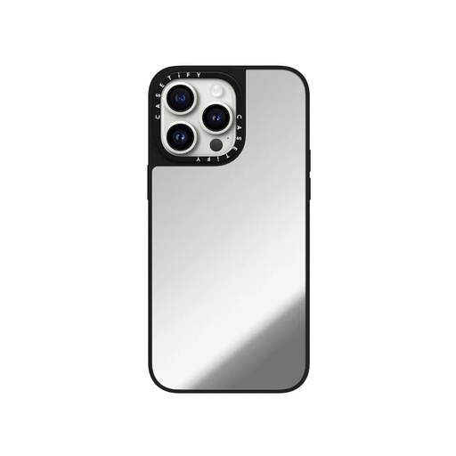 [CTF-12692439-16006000] Casetify Magsafe Mirror Case for iPhone 15 Pro (Silver w/ Black Bumper)
