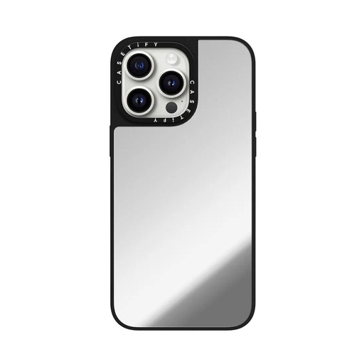 [CTF-12692439-16006006] Casetify Magsafe Mirror Case for iPhone 15 Pro Max (Silver w/ Black Bumper)